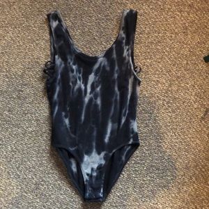 Black/Grey Open Back Bodysuit - size small